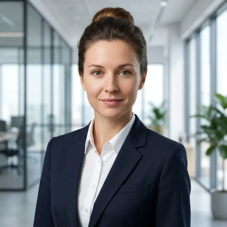 Professional AI headshot with studio lighting and suit for LinkedIn